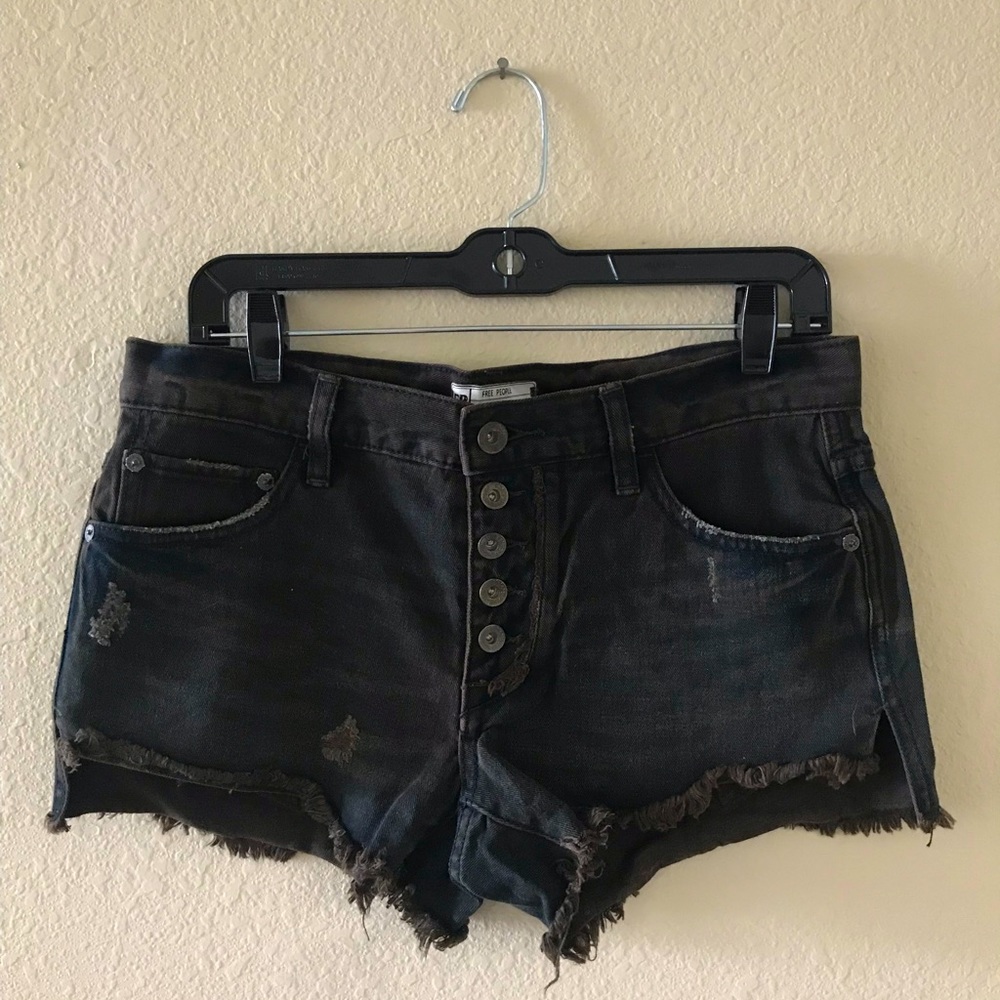 Free People Black Denim Shorts